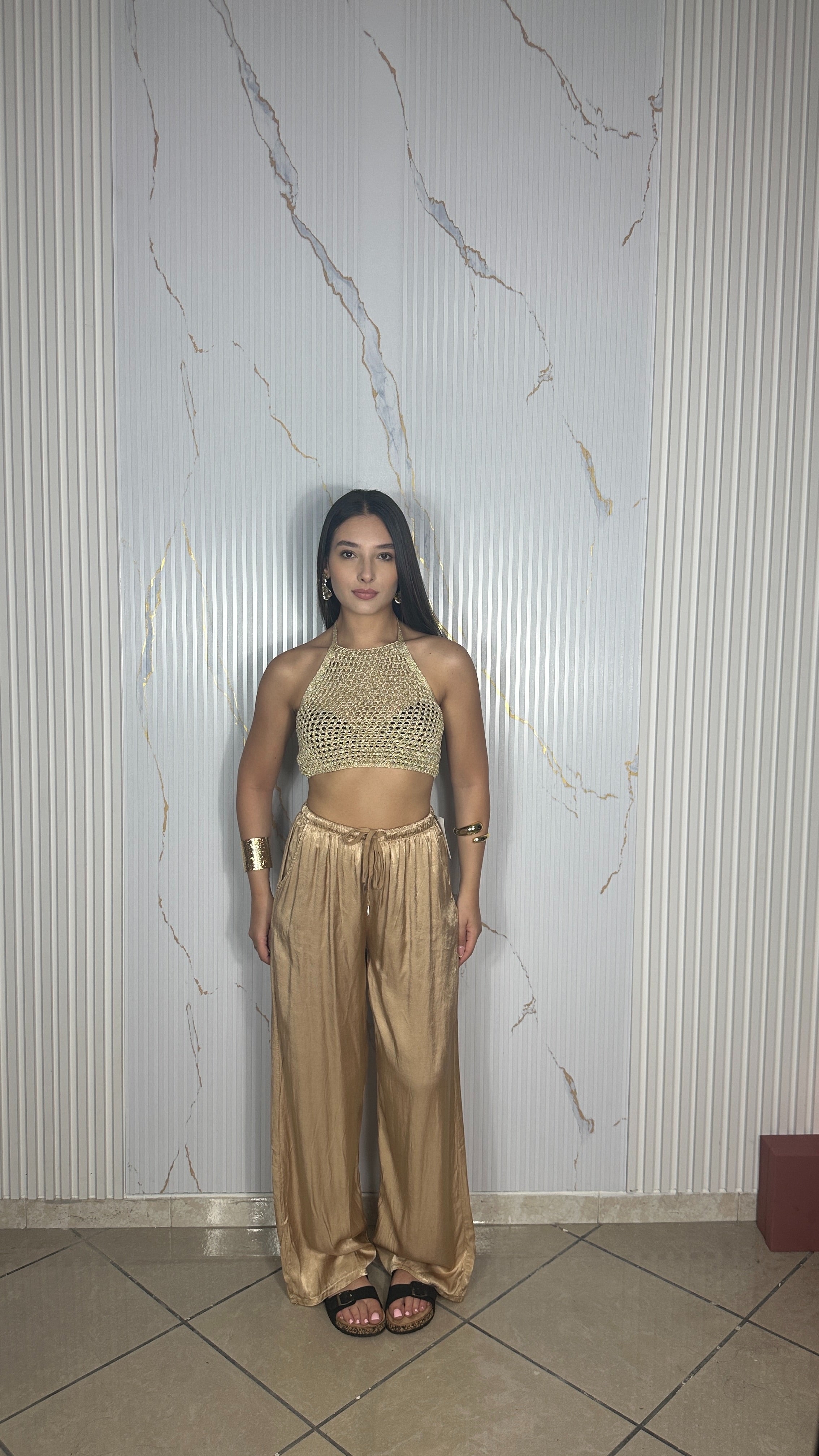 Pantalone Satin Oro