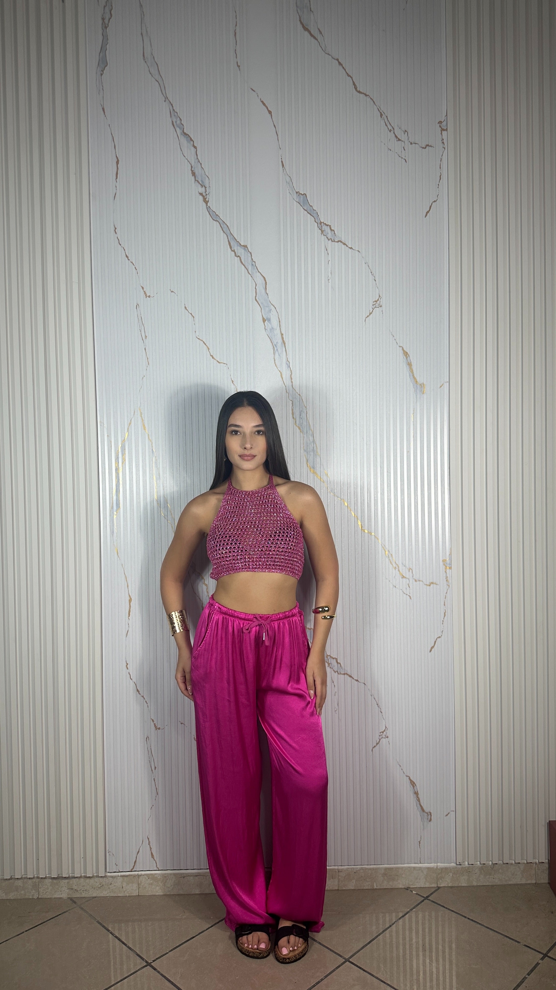 Pantalone Satin Fucsia