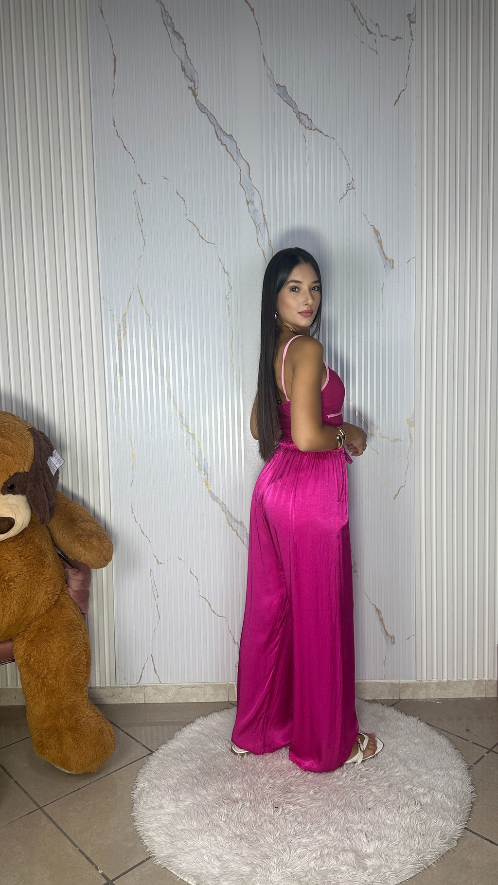 Pantalone Satin Fucsia