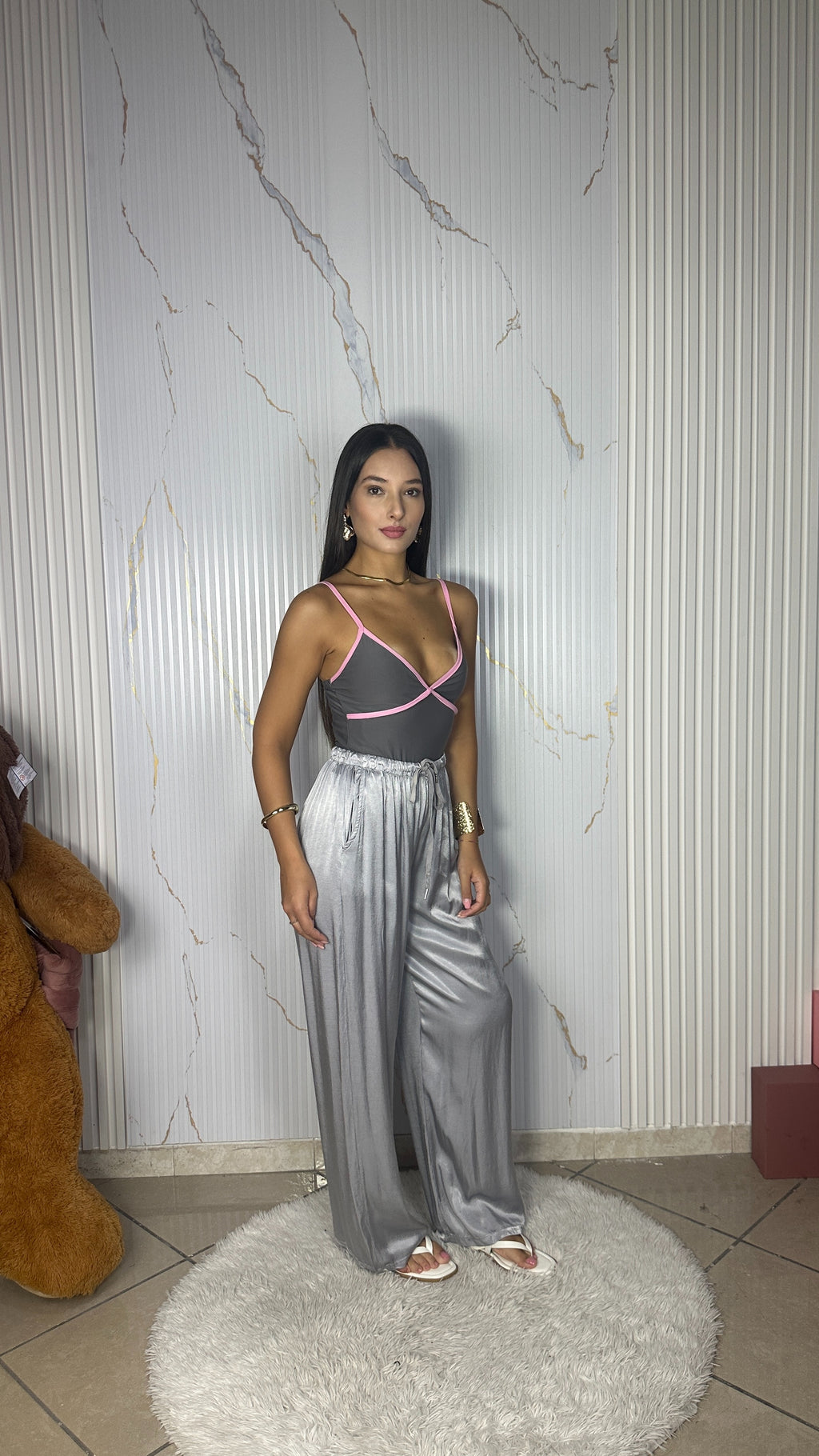 Pantalone Satin Grigio