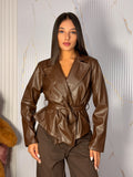 Giacca in pelle marrone