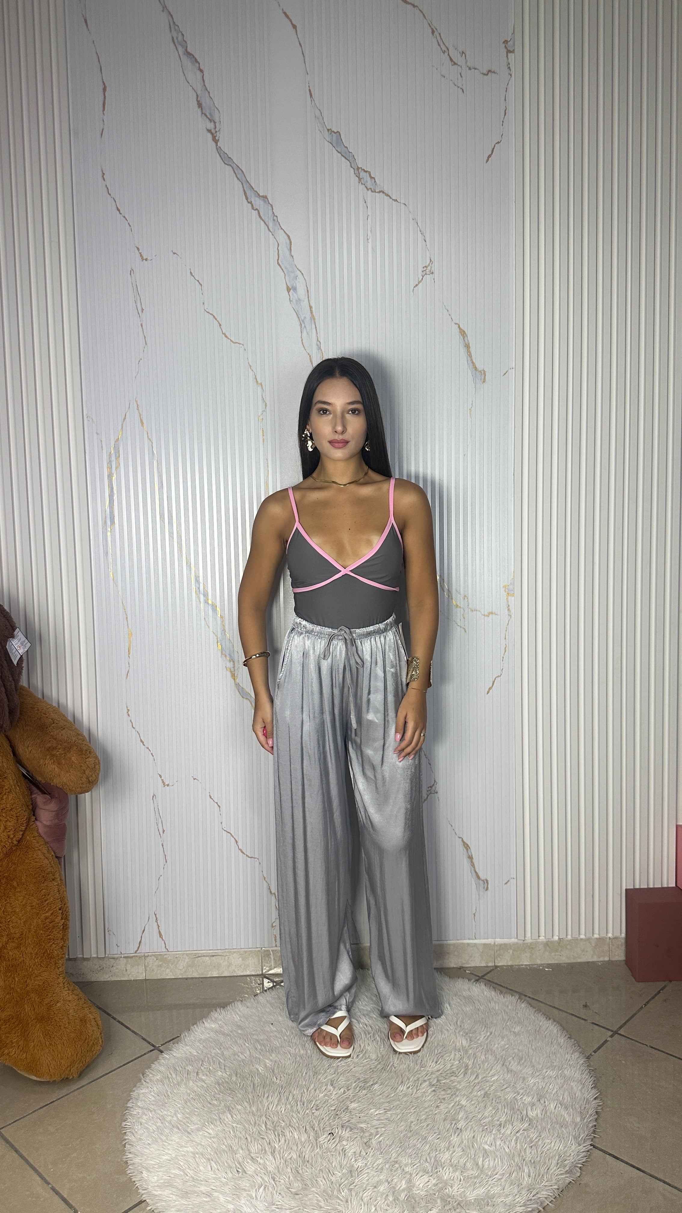 Pantalone Satin Grigio