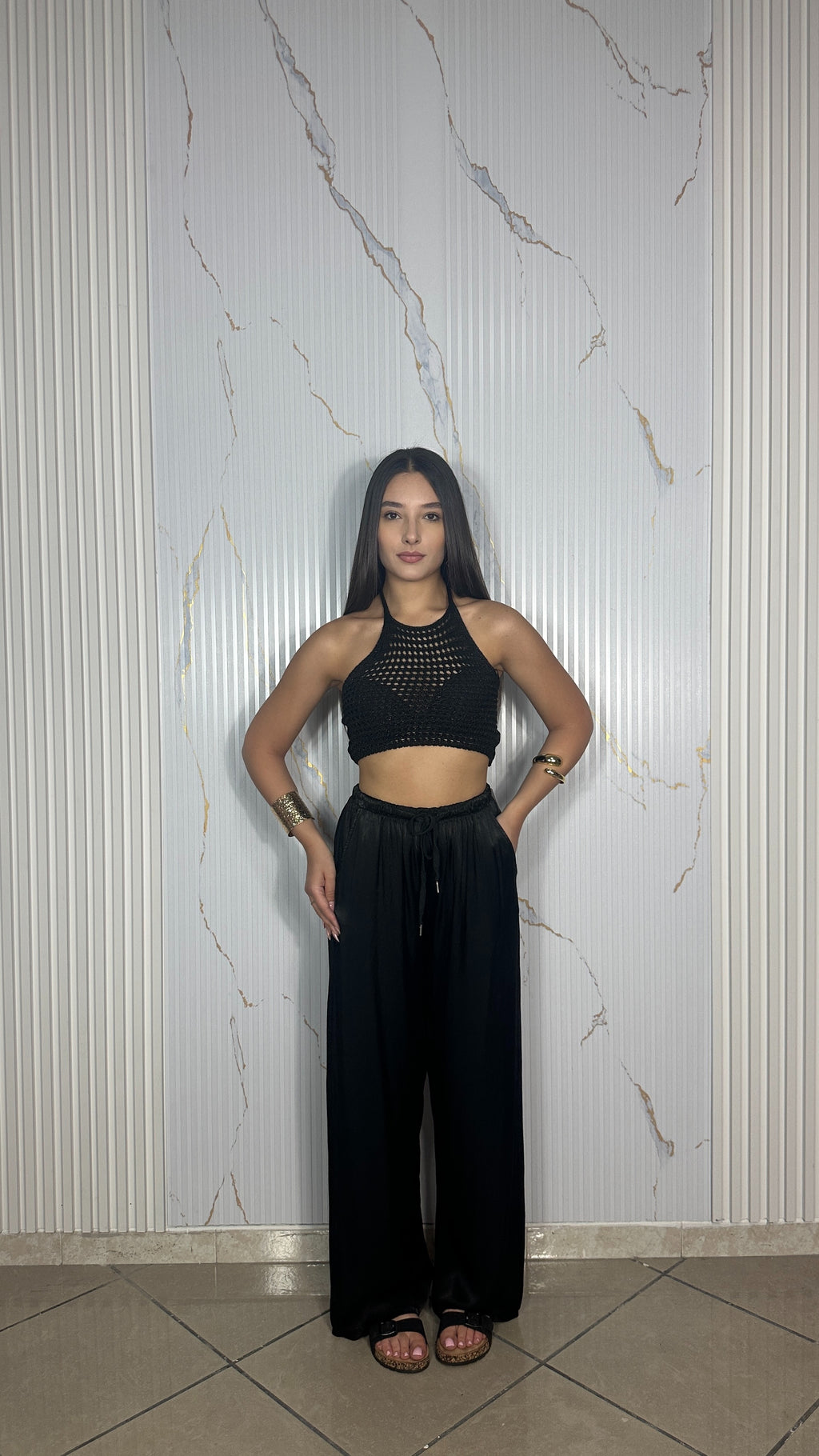 Pantalone Satin Nero