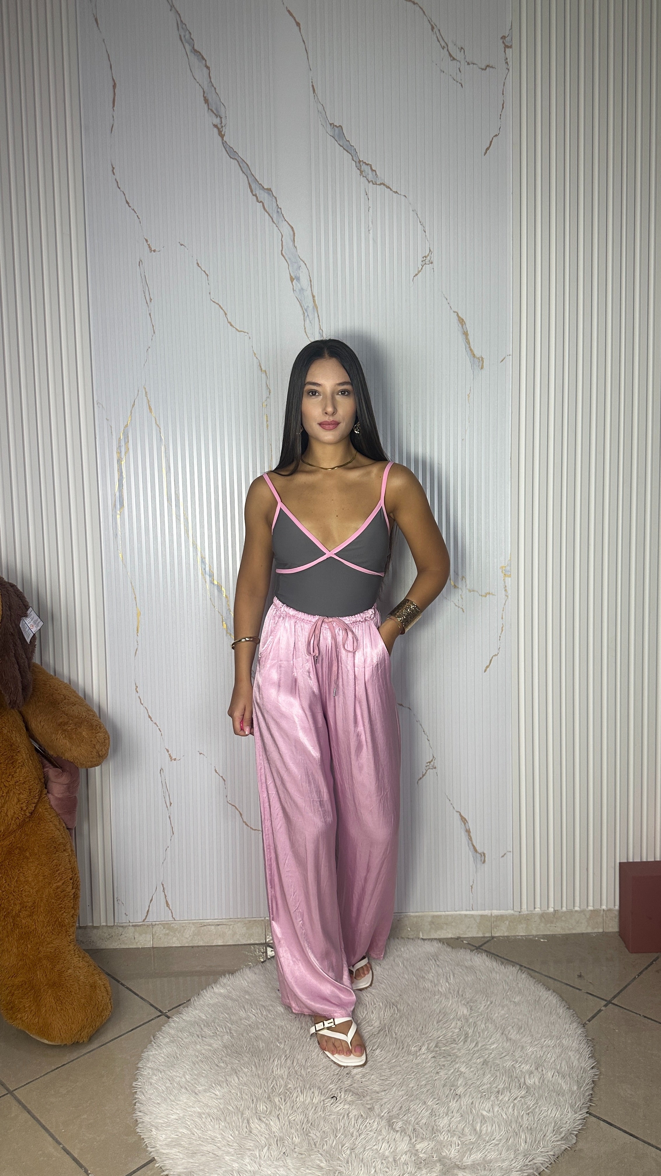 Pantalone Satin Rosa