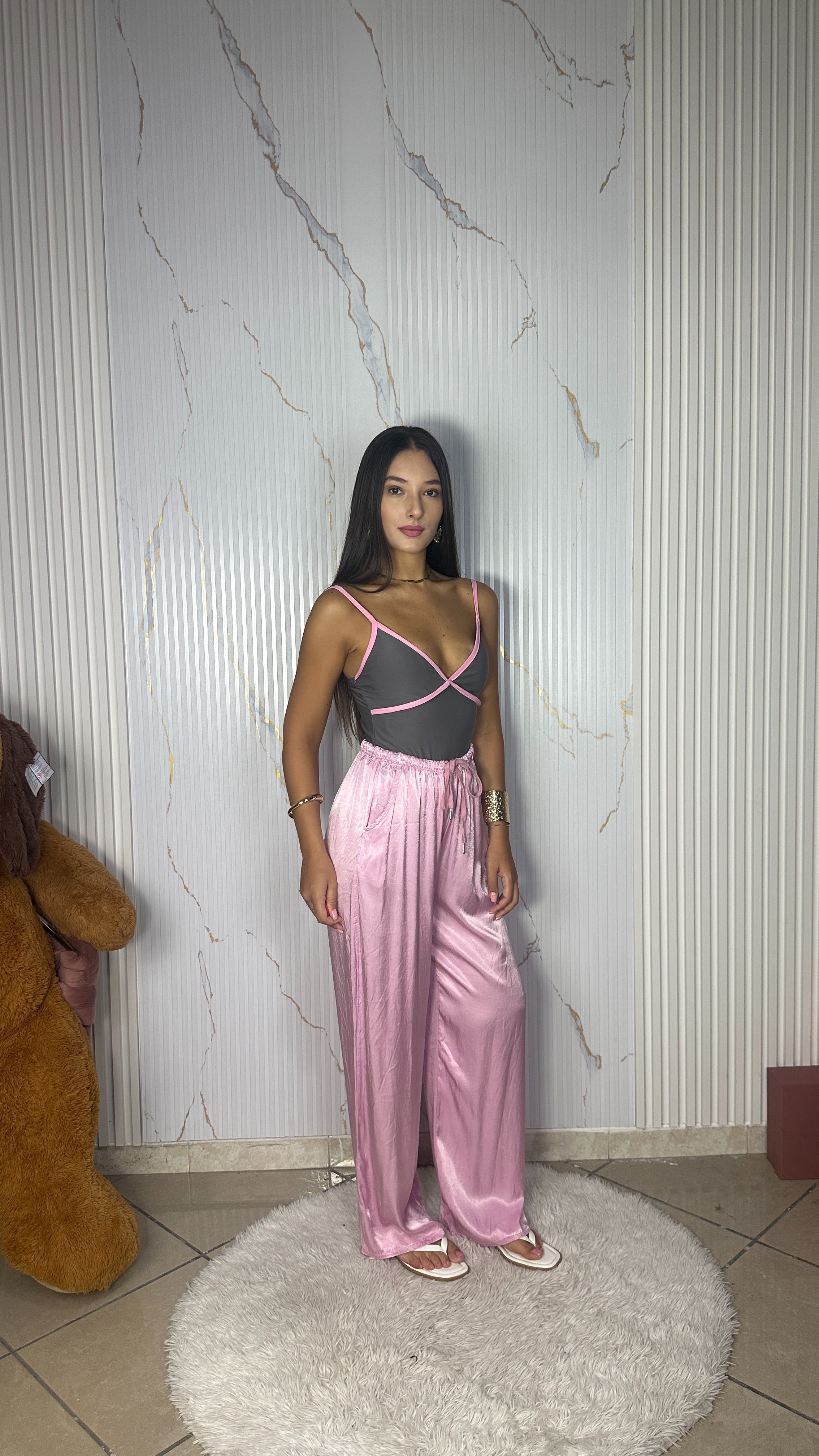 Pantalone Satin Rosa