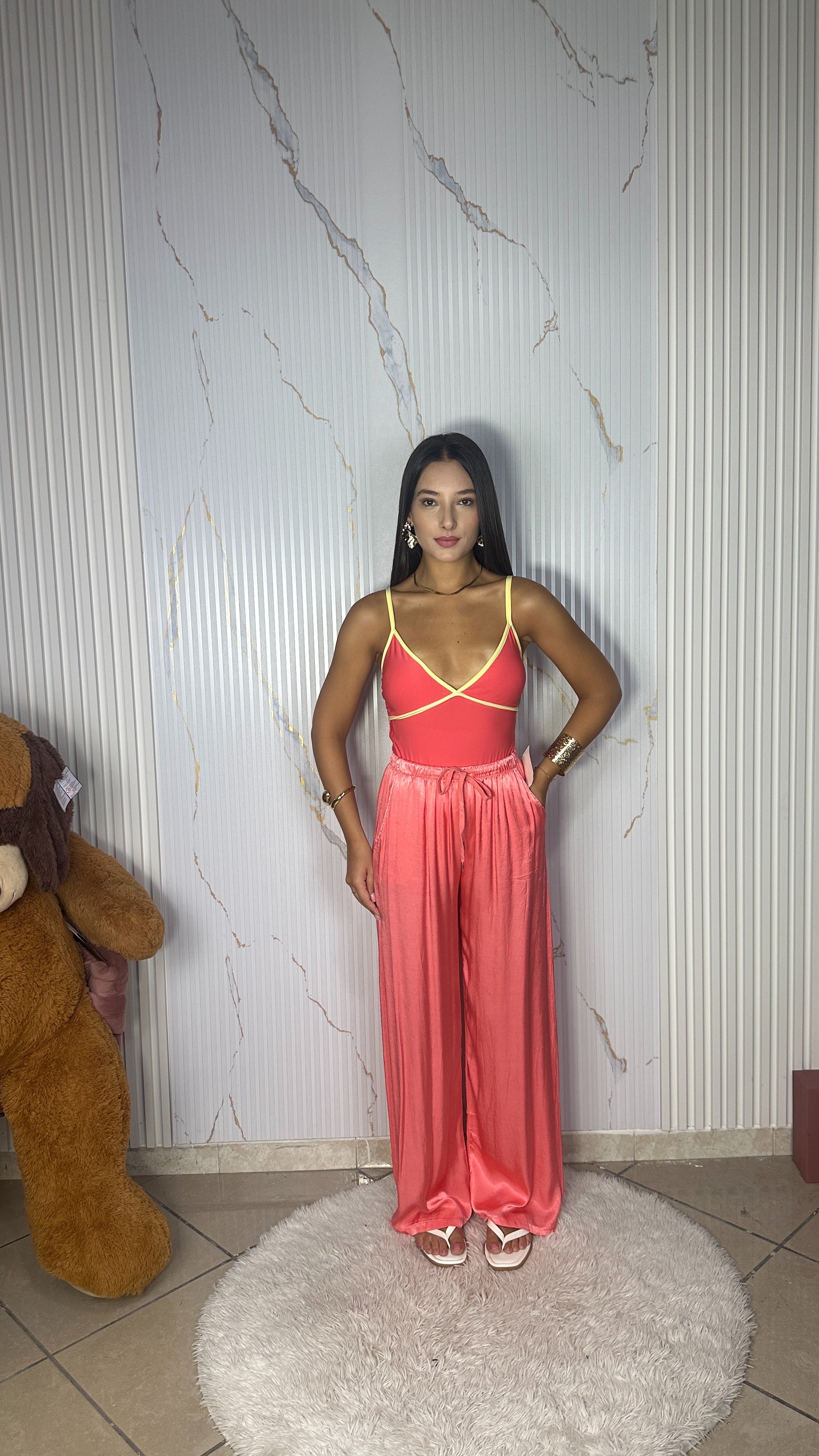 Pantalone Satin Rosa
