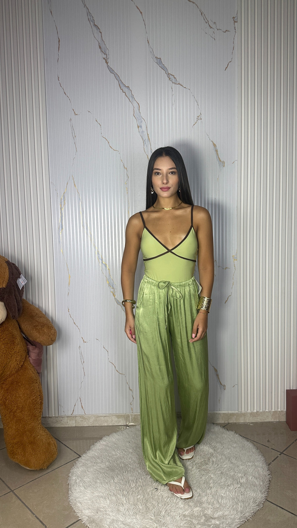 Pantalone Satin Verde Pistacchio