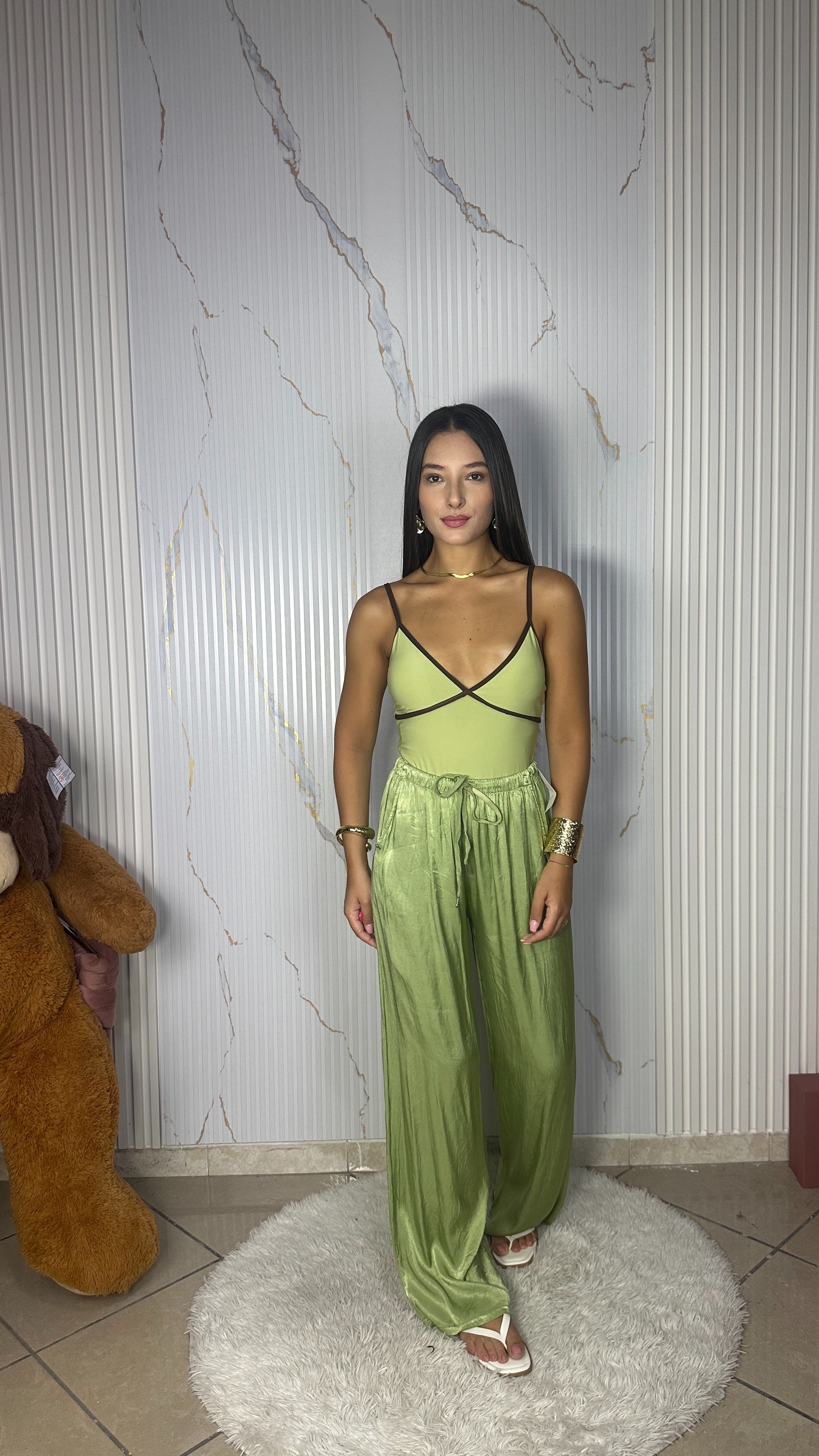 Pantalone Satin Verde Pistacchio
