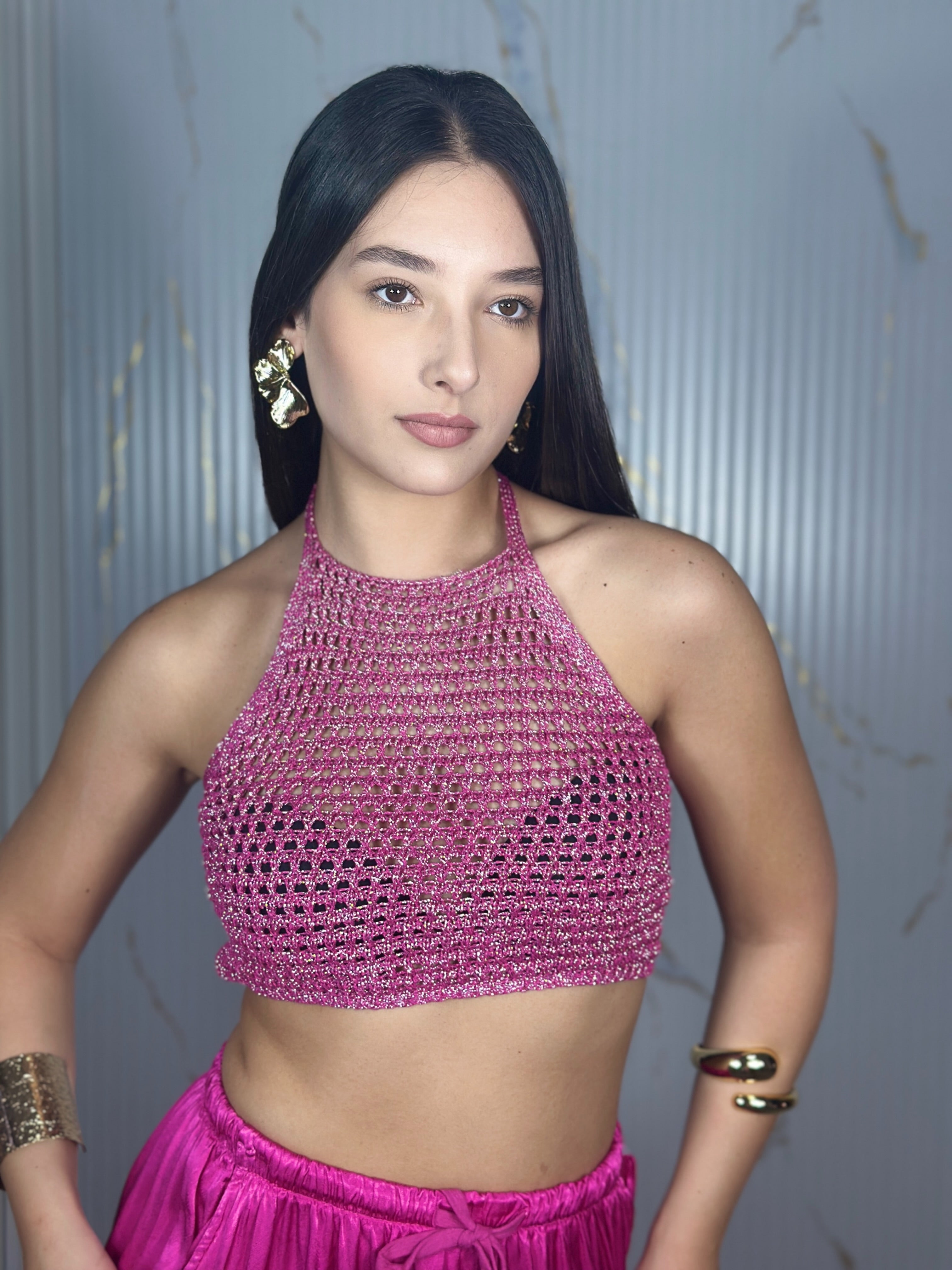 Top Satin Fucsia