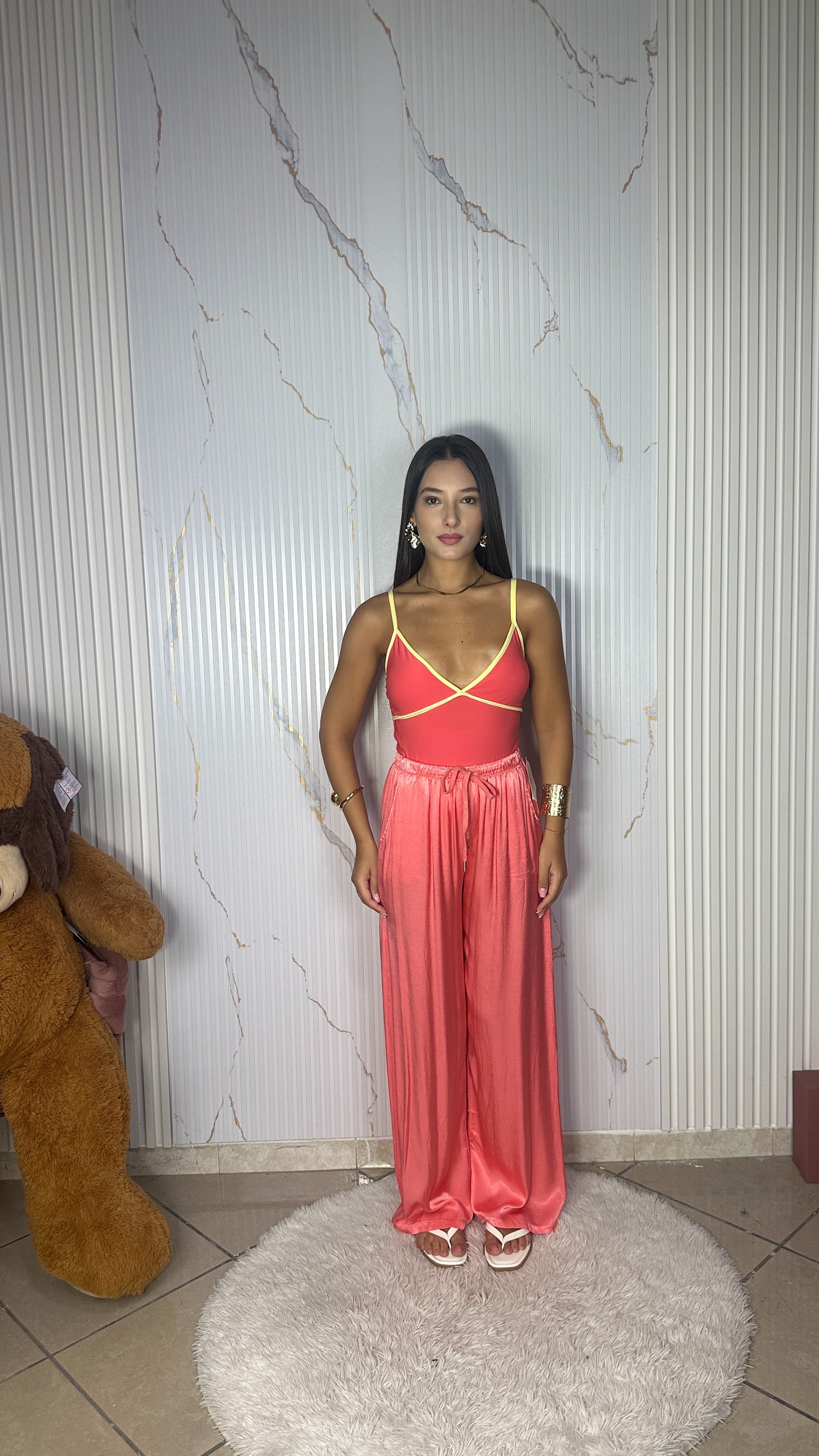 Pantalone Satin Rosa