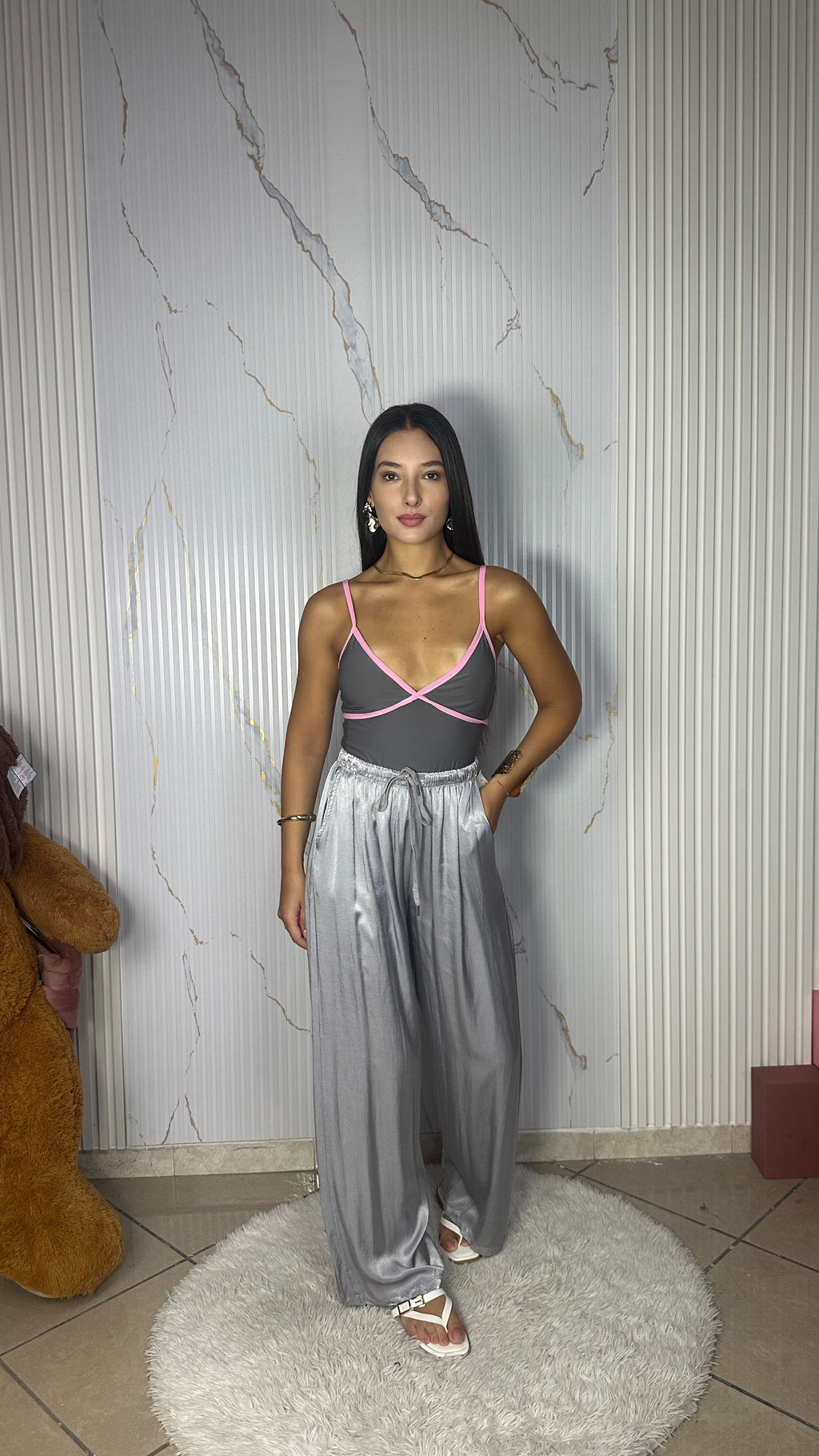 Pantalone Satin Grigio
