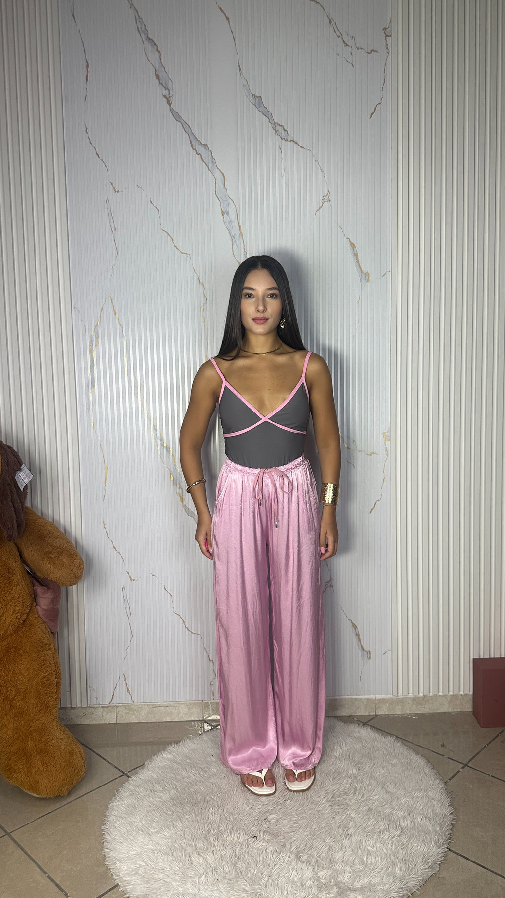 Pantalone Satin Rosa