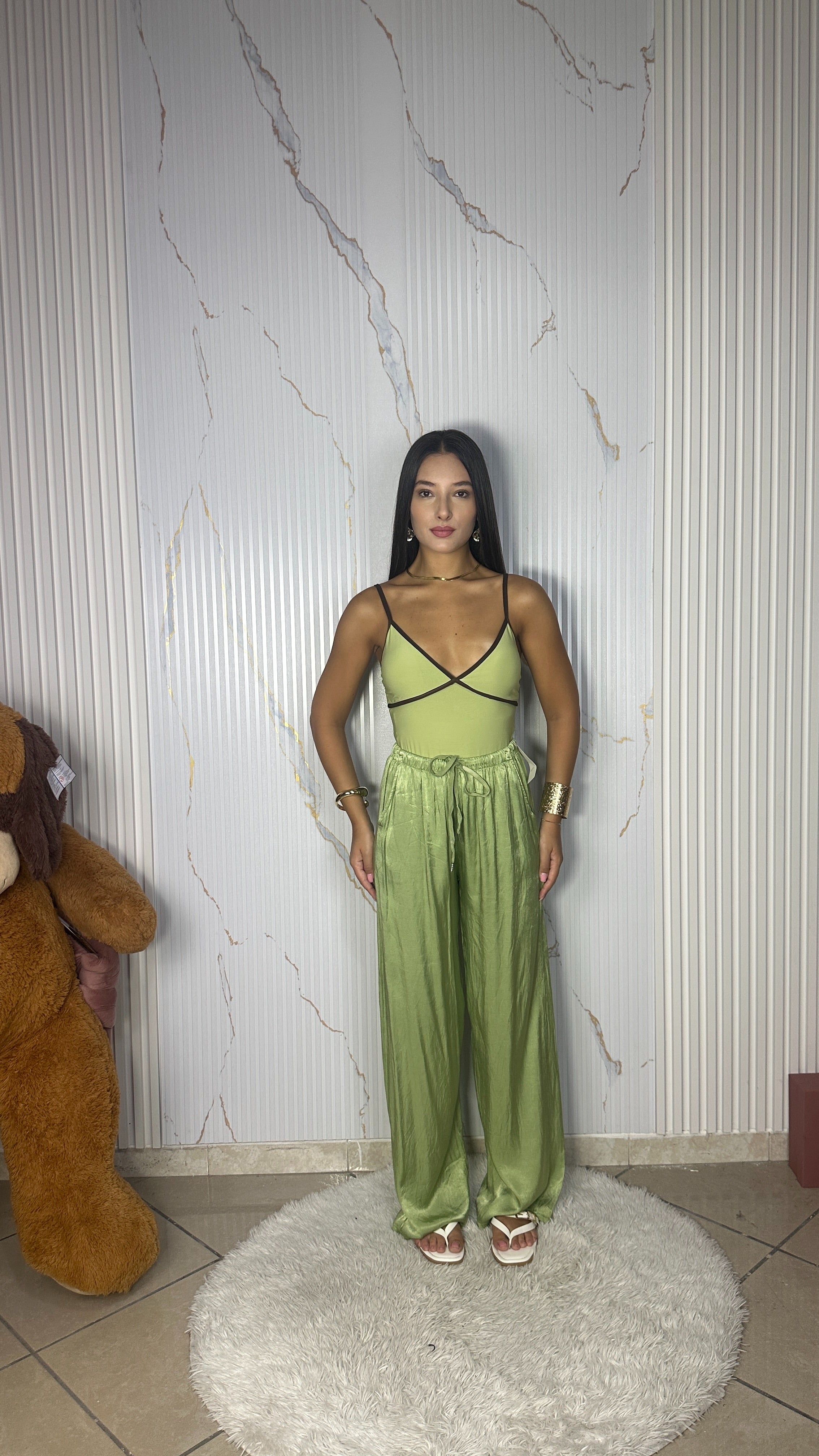 Pantalone Satin Verde Pistacchio
