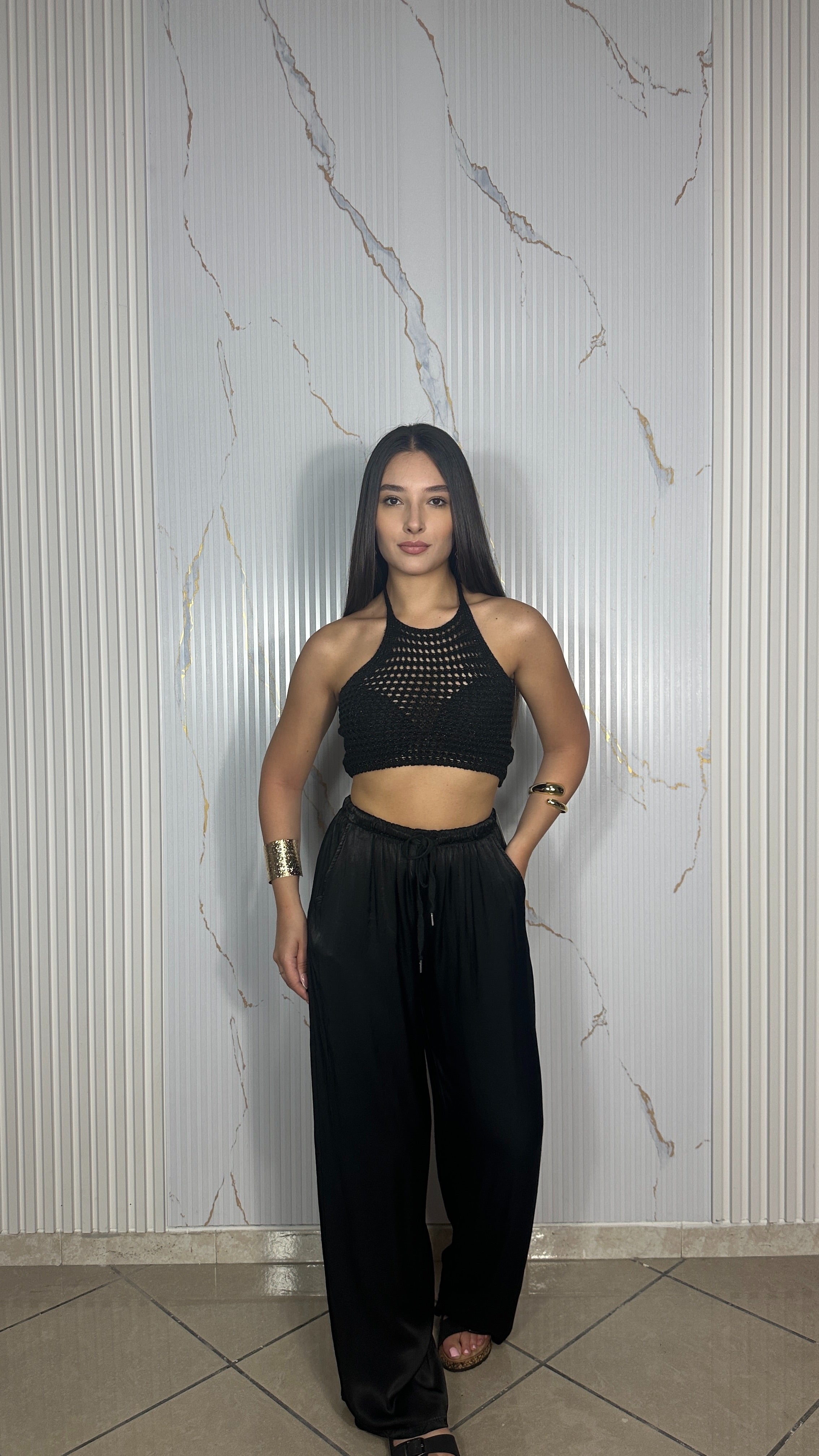 Pantalone Satin Nero