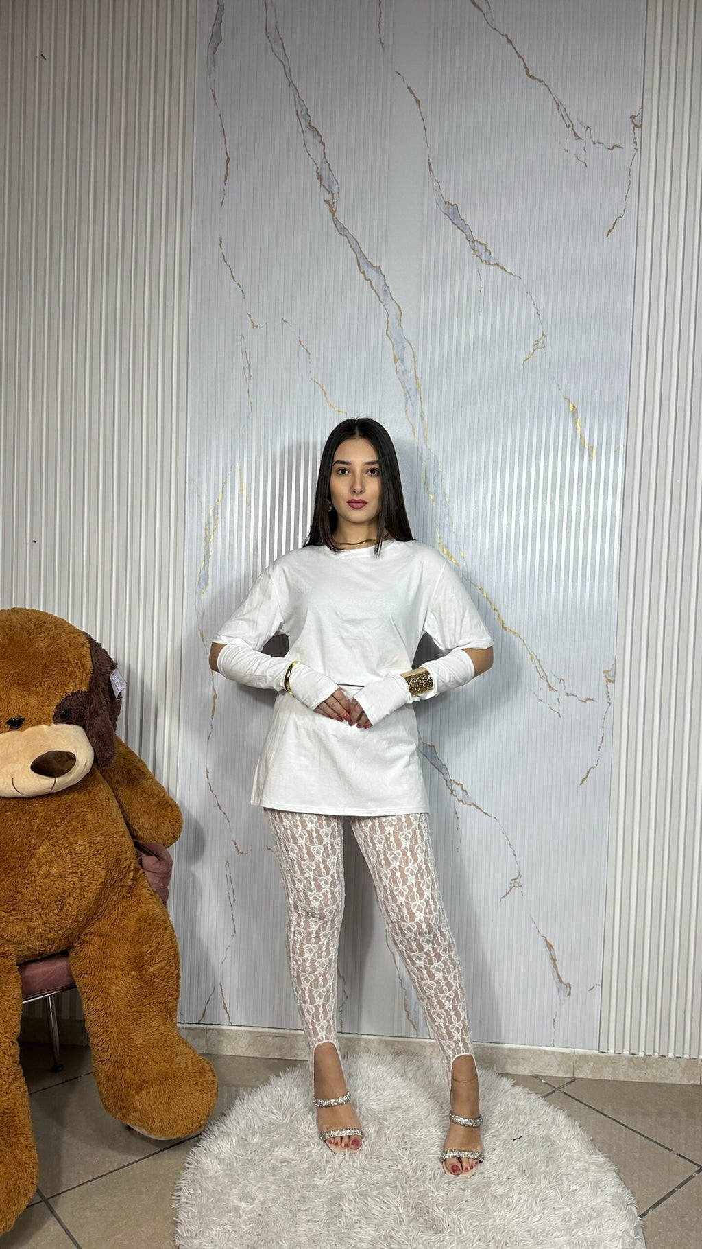 Maxi Shirt Con Manicotti Bianco