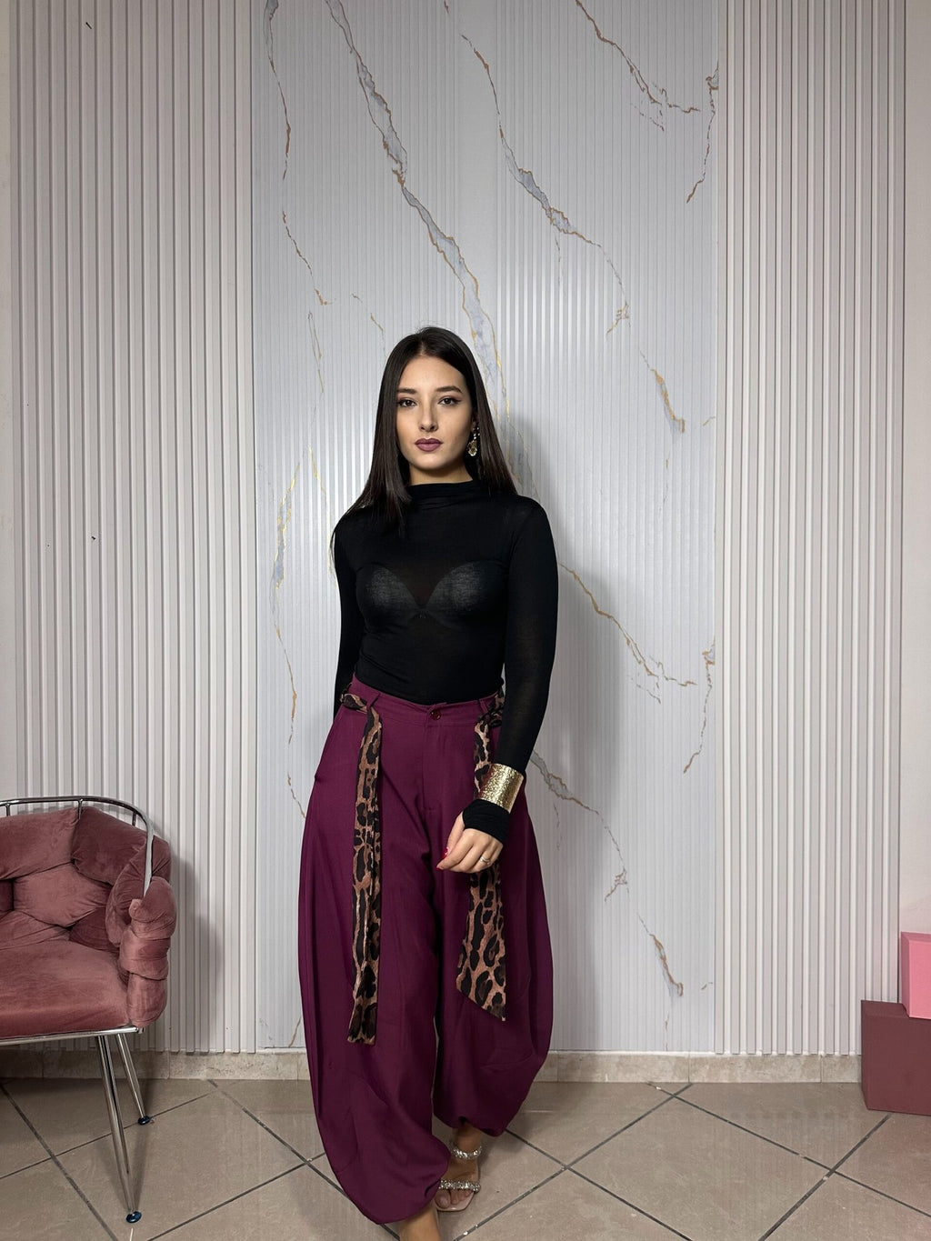 Pantalone balloon prugna
