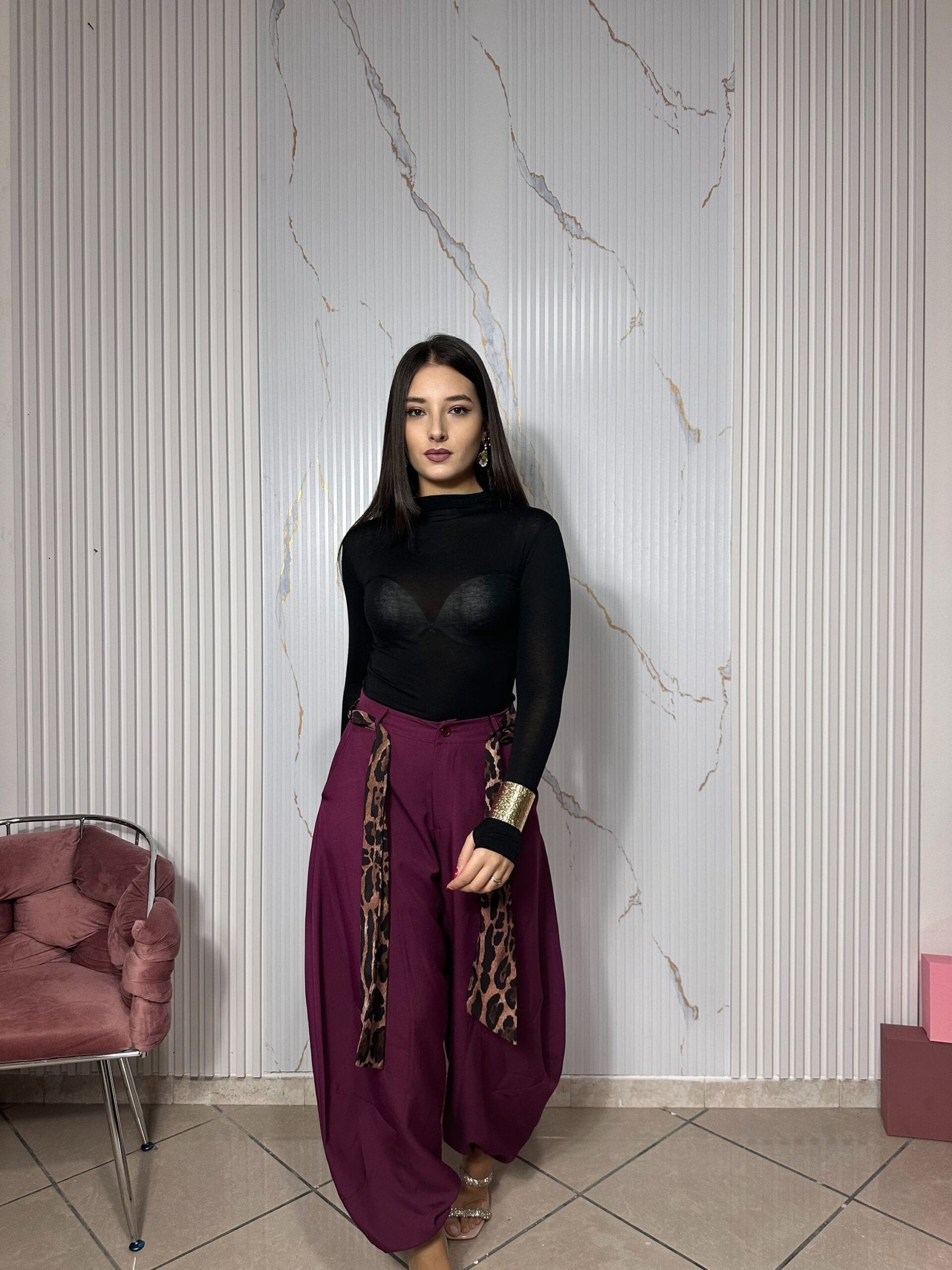 Pantalone balloon prugna