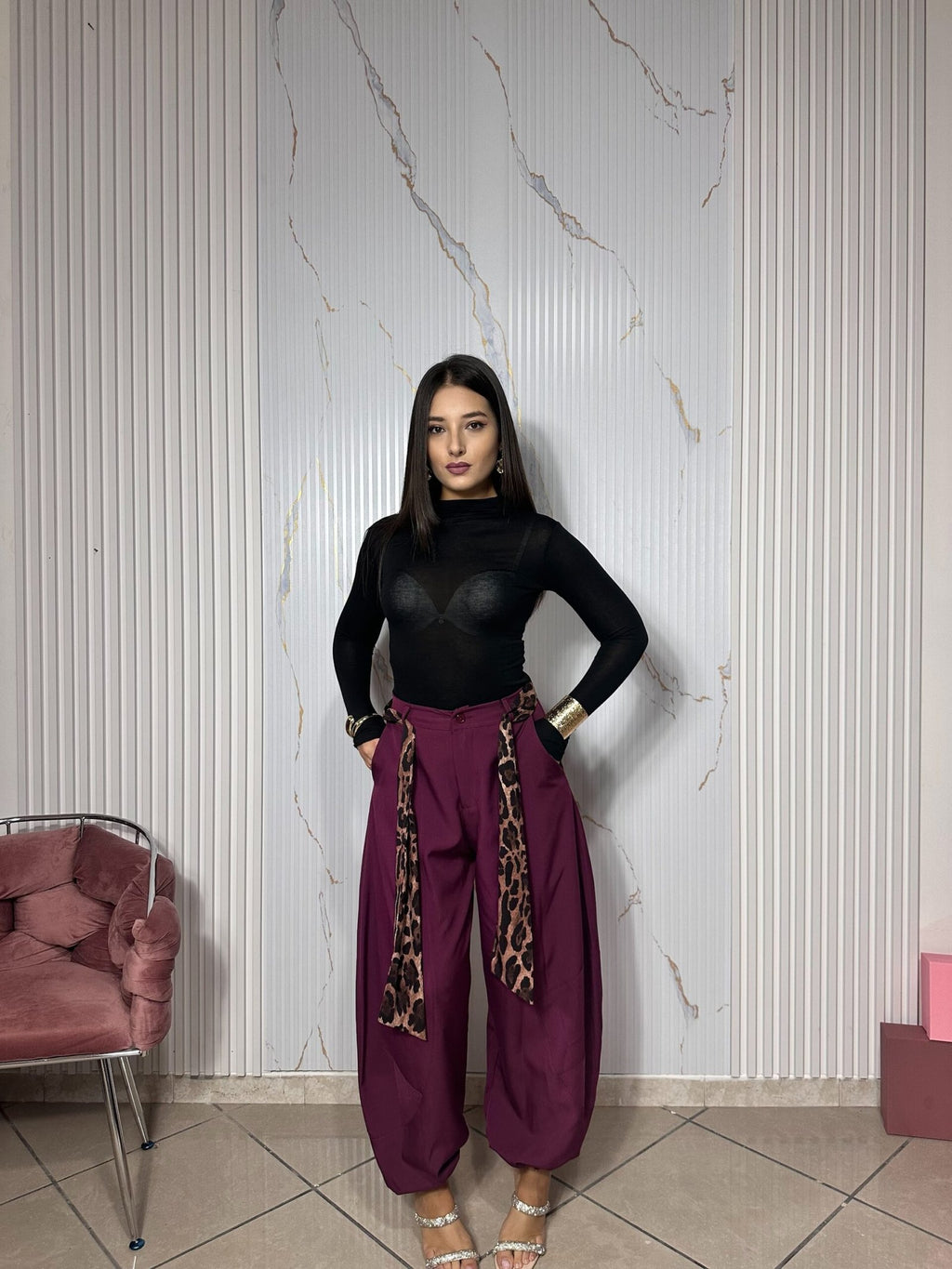 Pantalone balloon prugna